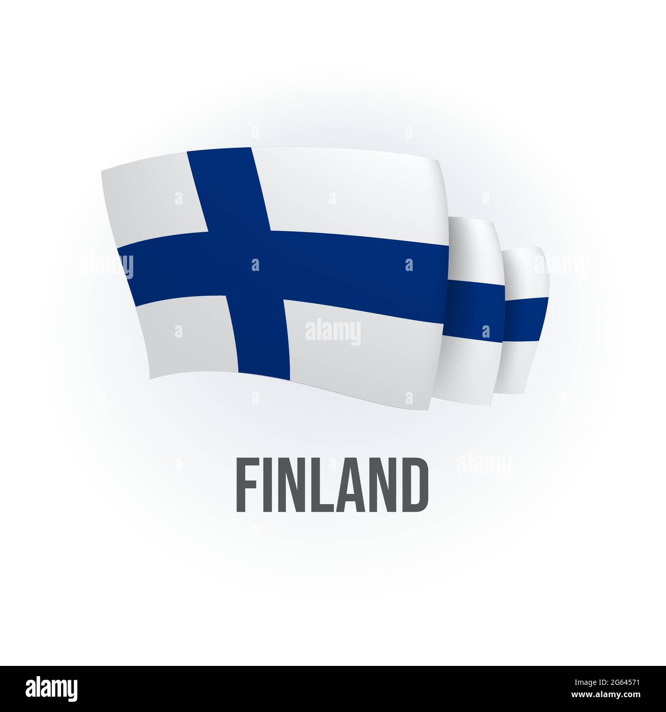 Vector flag of Finland. Finnish waving flag. Vector illustration Stock
