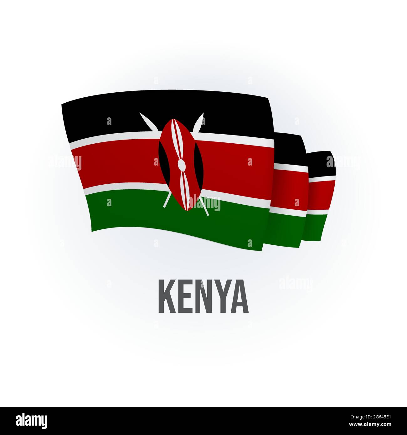 Vector flag of Kenya. Kenyan waving flag. Vector illustration. Stock Vector