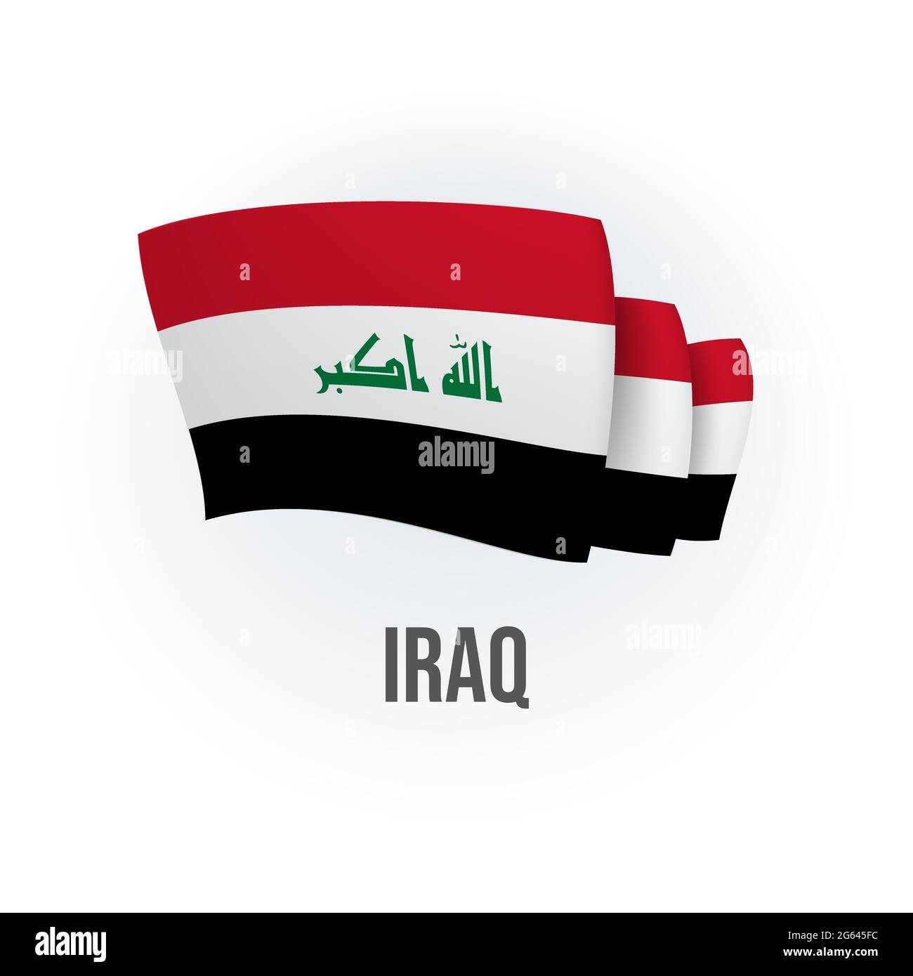 Vector flag of Iraq. Iraqi waving flag. Vector illustration. Stock Vector