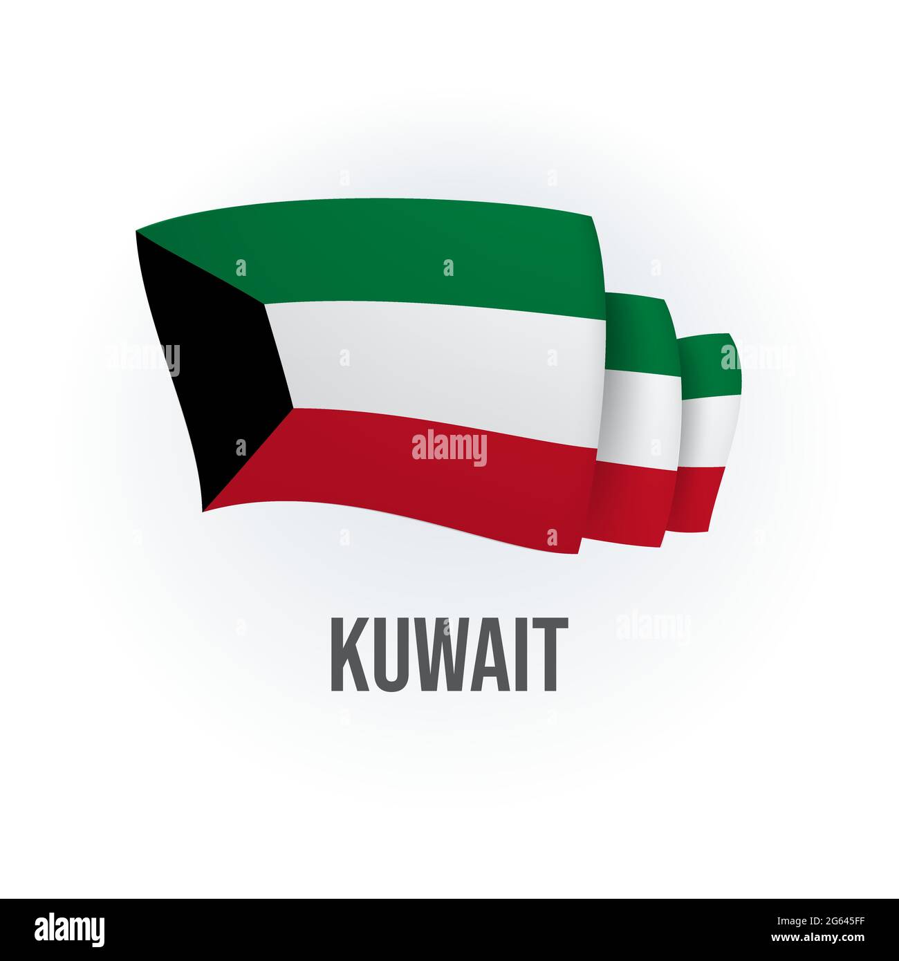Vector flag of Kuwait. Kuwaiti waving flag. Vector illustration. Stock Vector