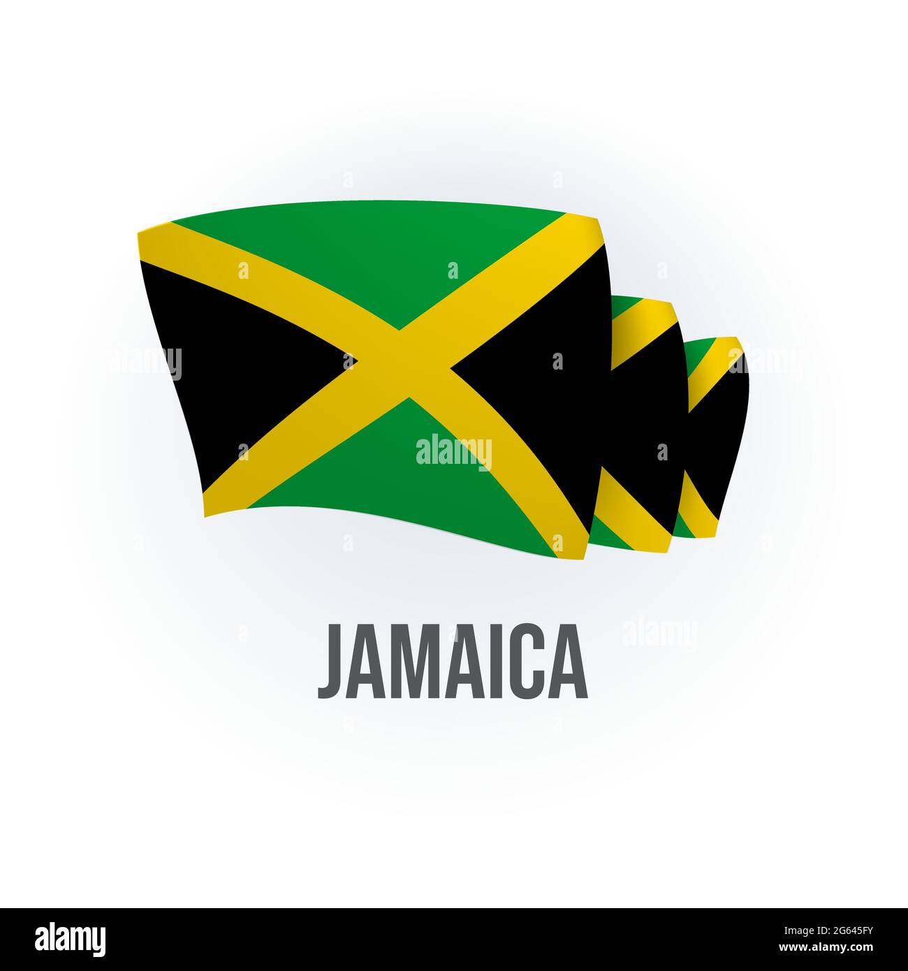 Vector flag of Jamaica. Jamaican waving flag. Vector illustration. Stock Vector