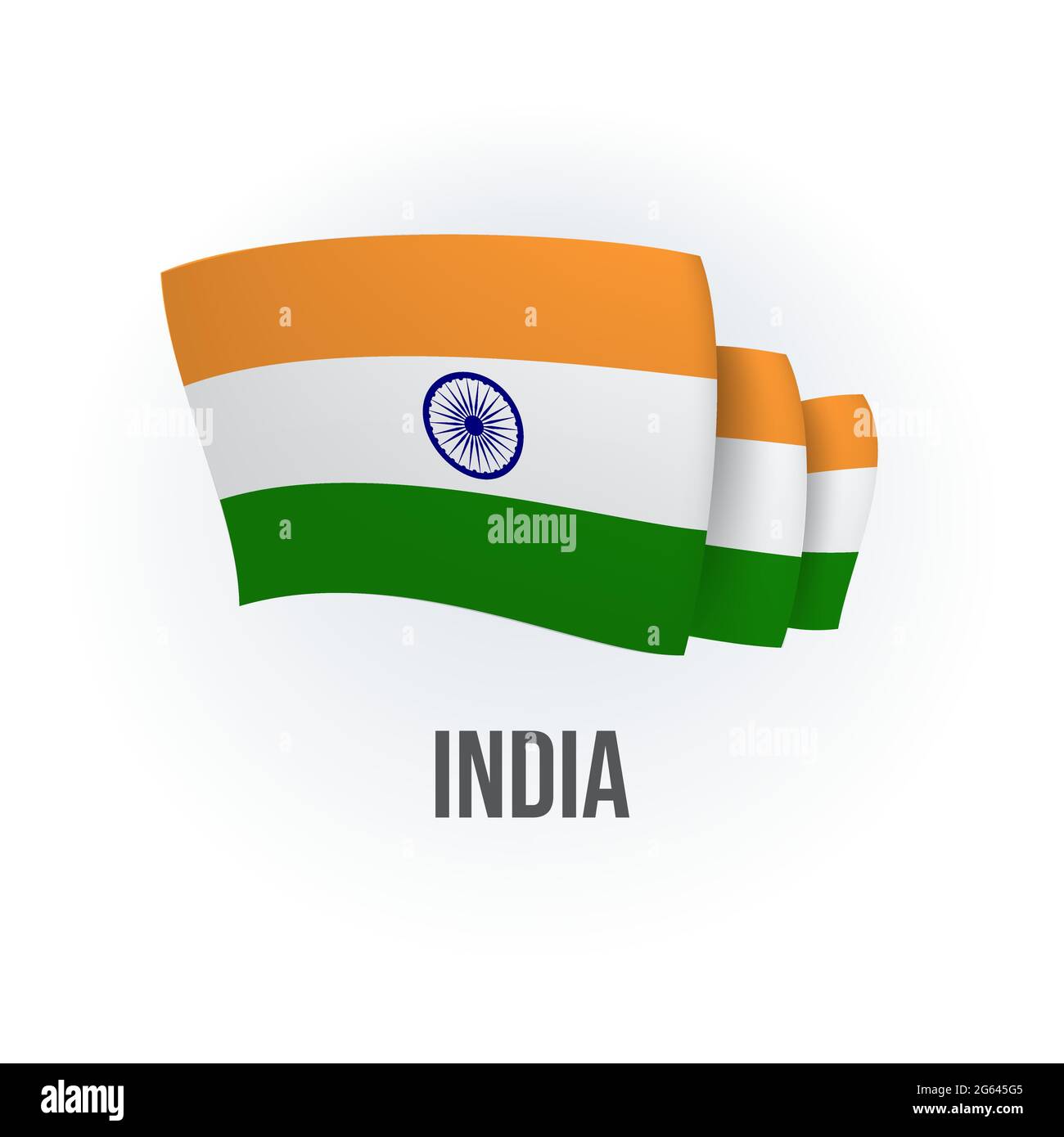 Vector flag of India. Indian waving flag. Vector illustration. Stock Vector
