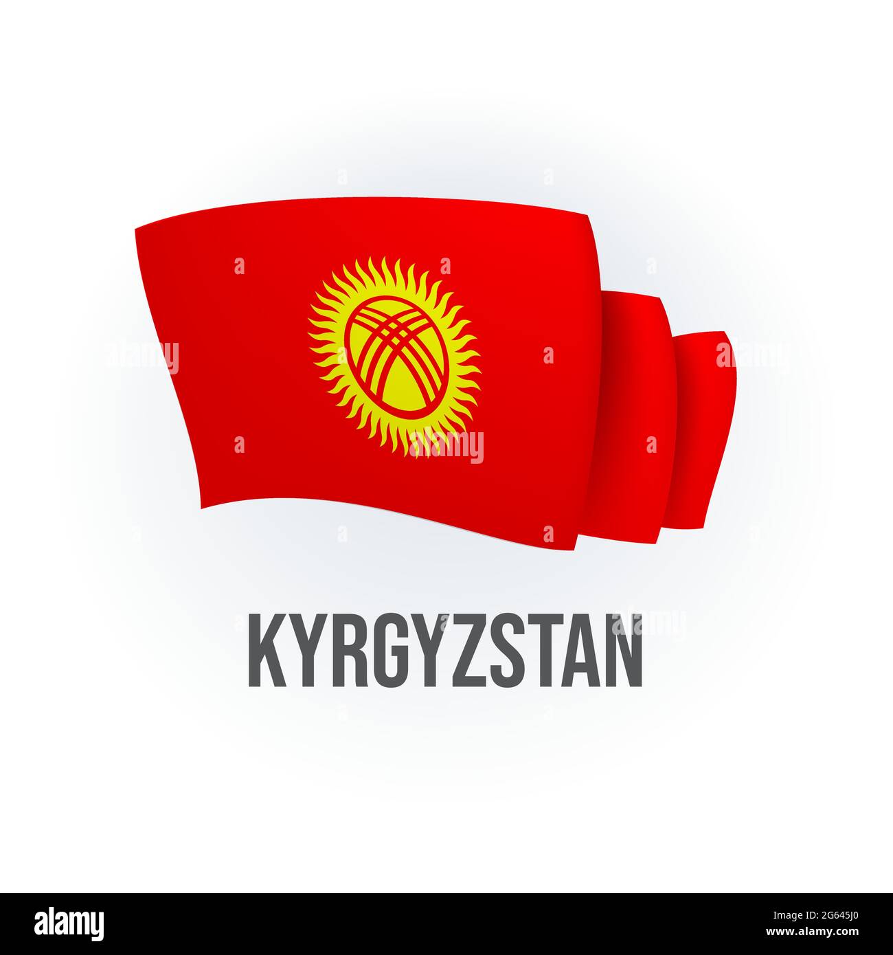 Vector flag of Kyrgyzstan. Kyrgyz waving flag. Vector illustration. Stock Vector
