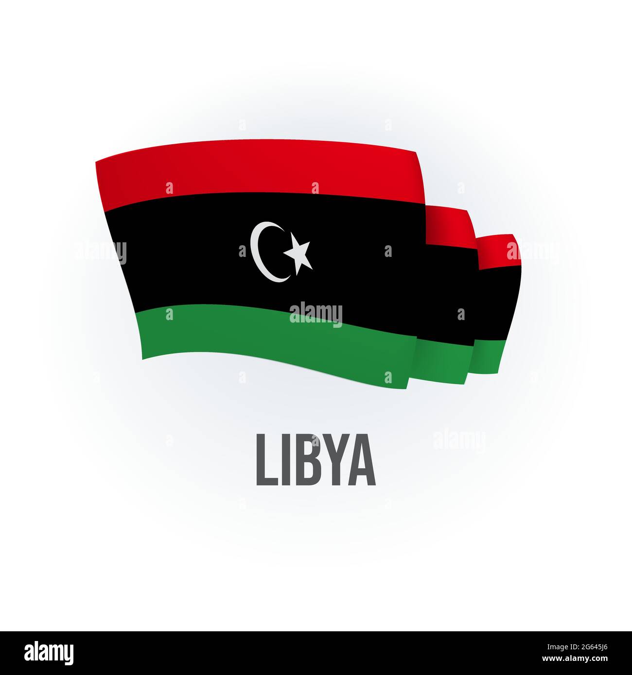 Vector flag of Libya. Lybian waving flag. Vector illustration. Stock Vector