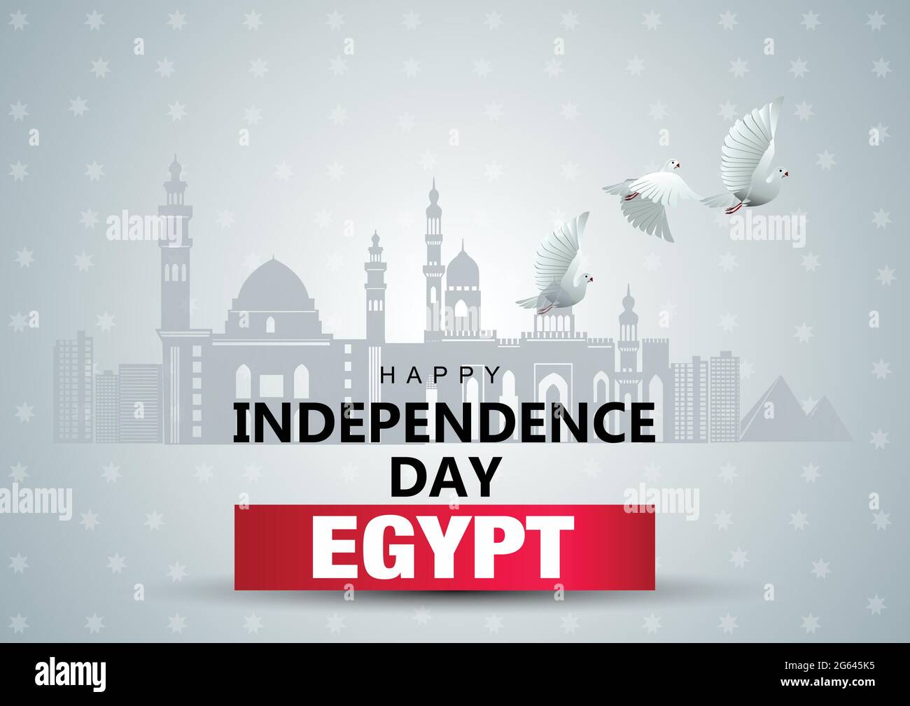 happy independence day Egypt. flying dove with Egyptian flag. vector illustration design Stock Vector