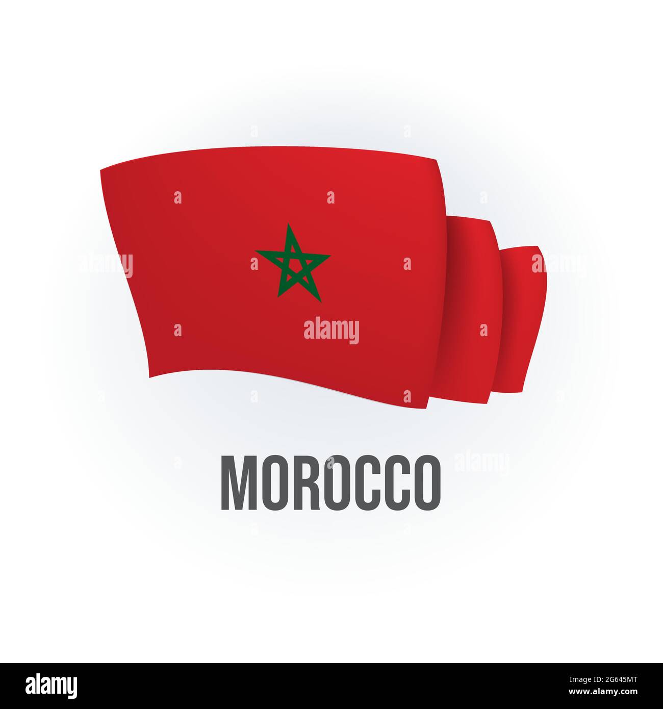 Vector flag of Morocco. Moroccan waving flag. Vector illustration. Stock Vector