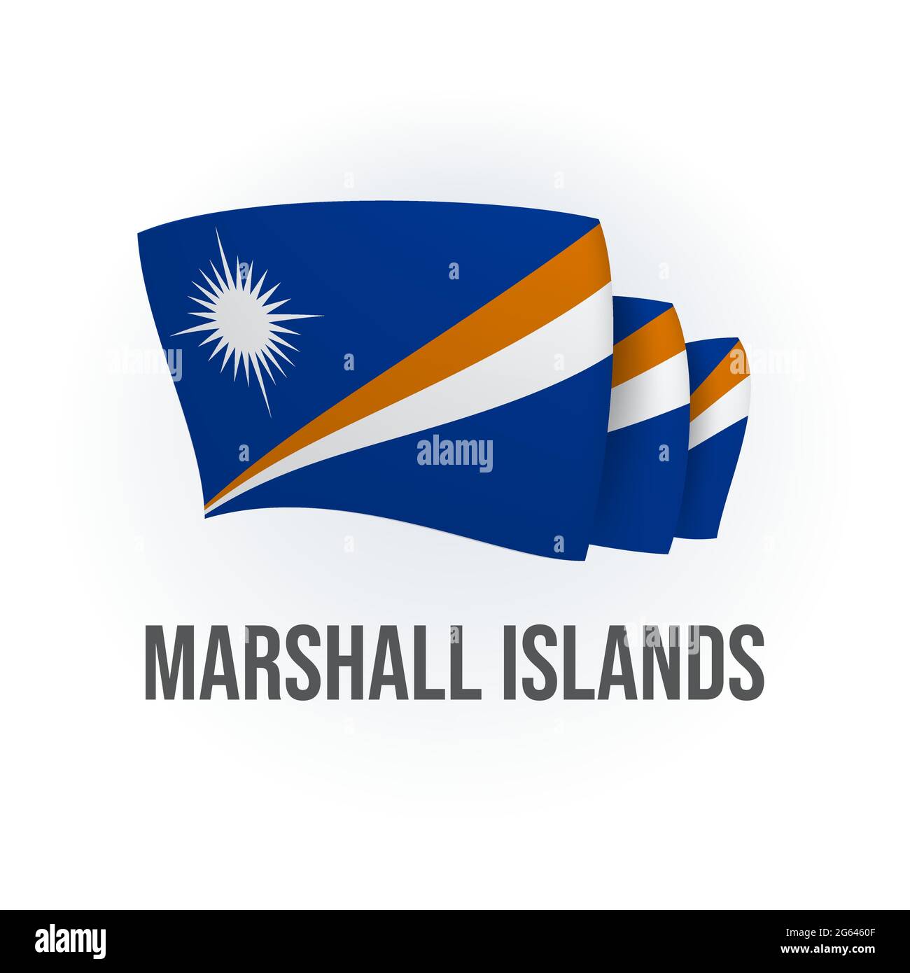 Vector flag of Marshall Islands. Marshallese waving flag. Vector illustration. Stock Vector