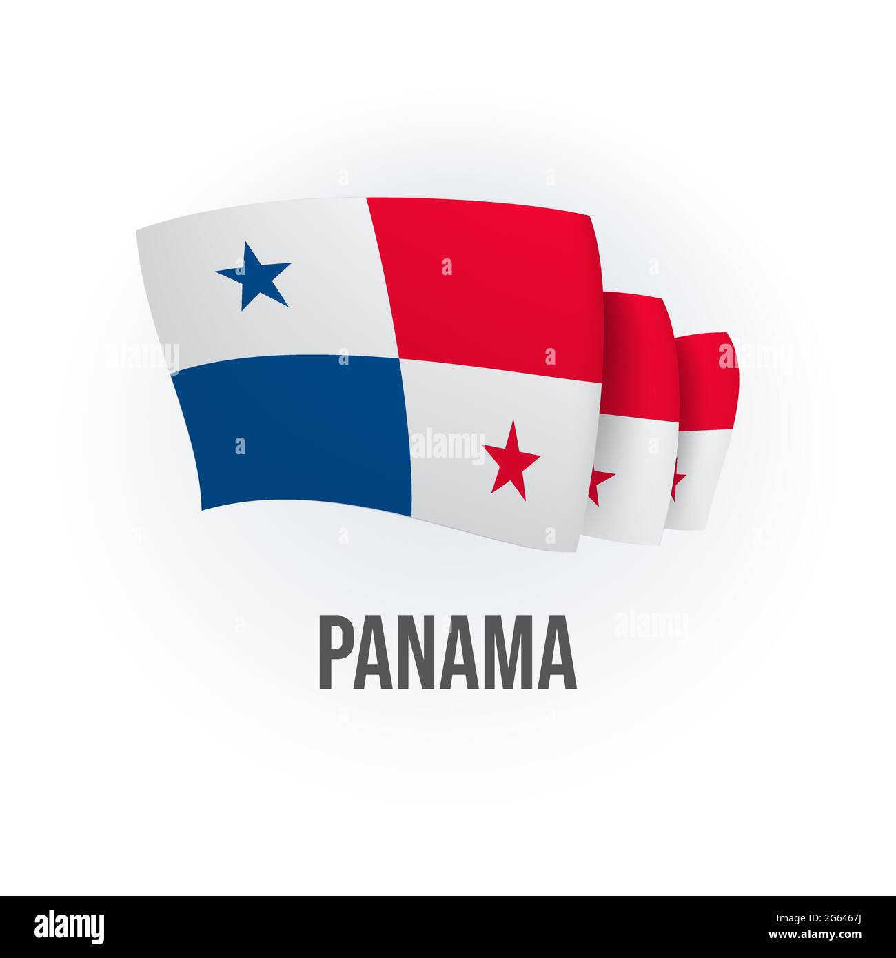 Vector flag of Panama. Panamanian waving flag. Vector illustration. Stock Vector