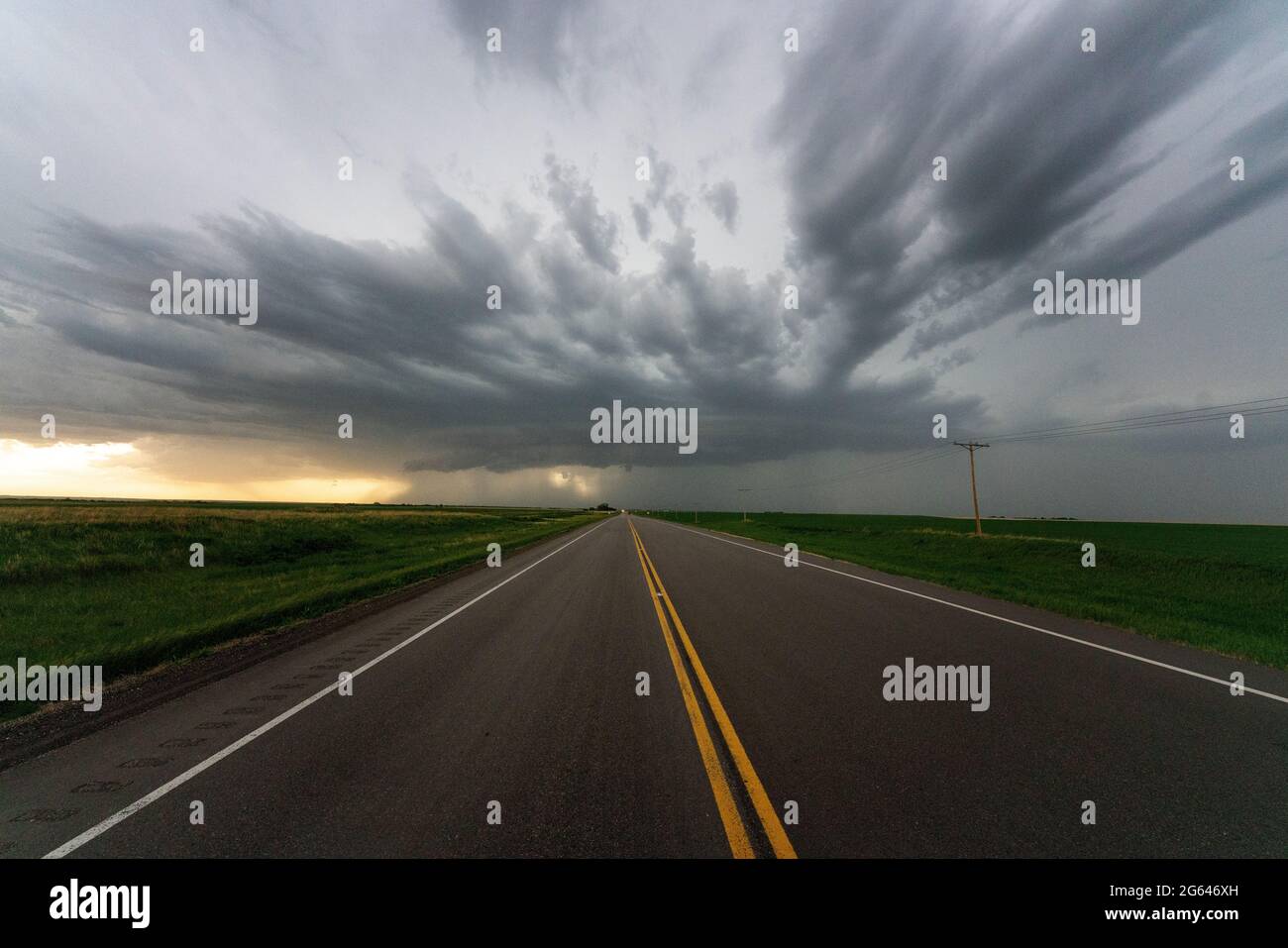 Prairie Storm Clouds in Saskatchewan Canada Rural Stock Photo