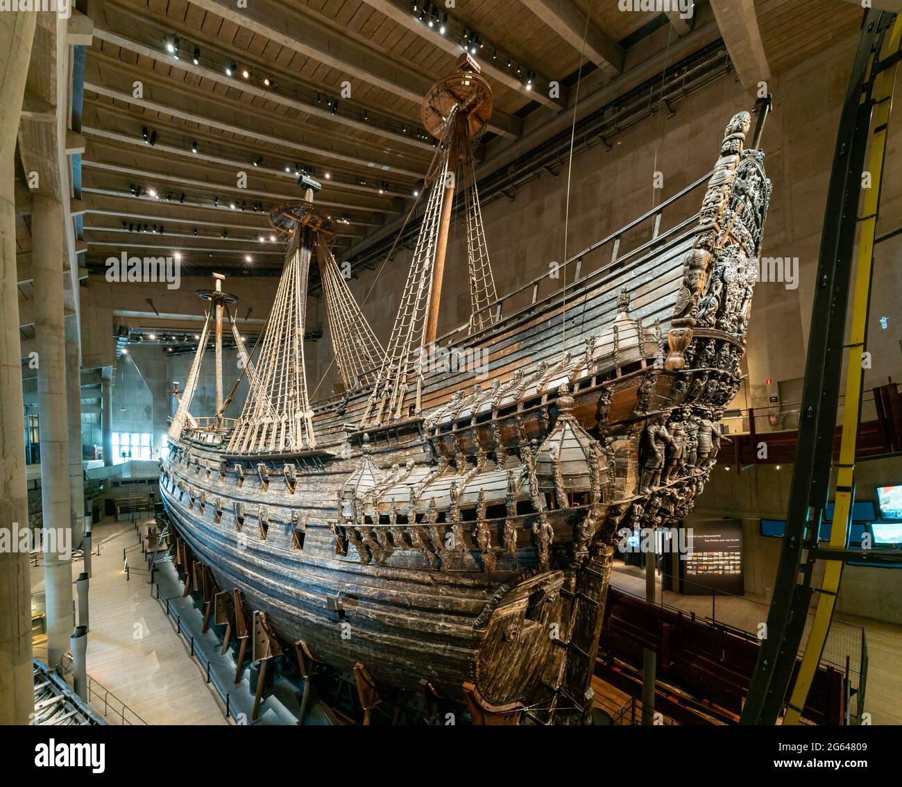 Stockholm, Sweden - 24 June, 2021: view of the 17-th century Vasa warship in the Vasa Museum in Stockholm Stock Photo