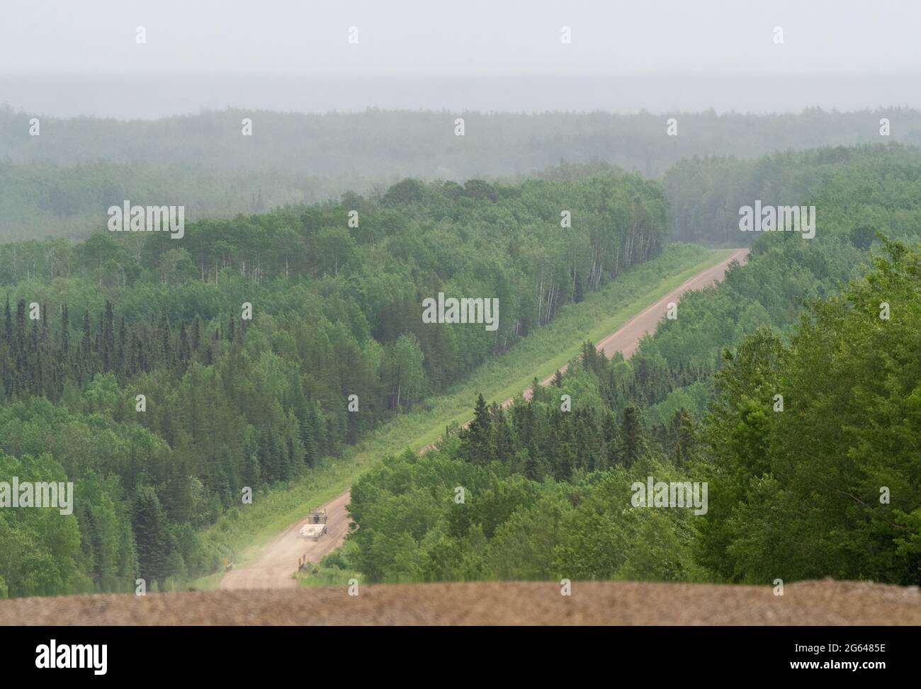 Northern Saskatchewan Logging Road rural wilderness Stock Photo