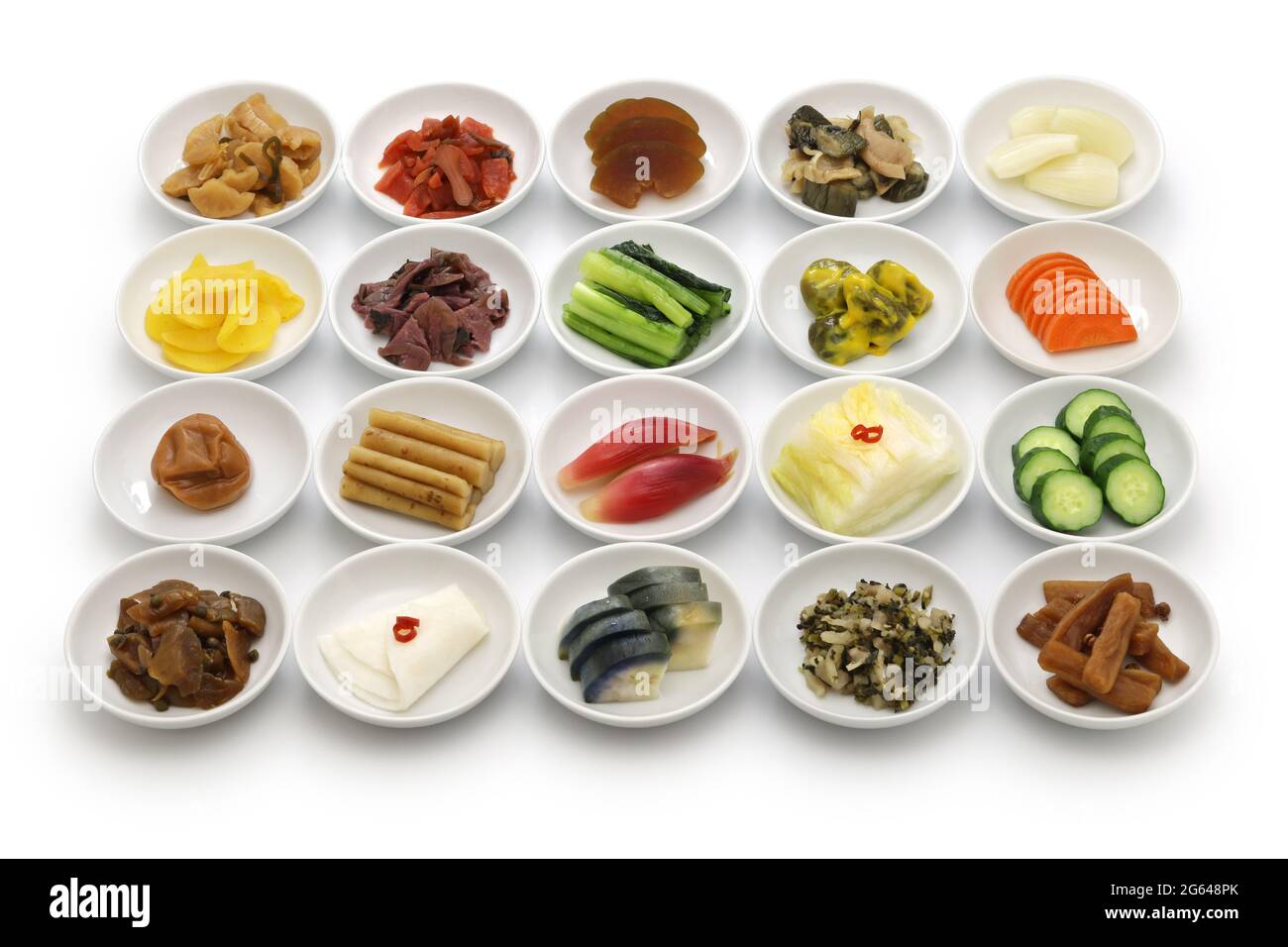 Japanese pickles (Tsukemono) assortment, traditional fermented food