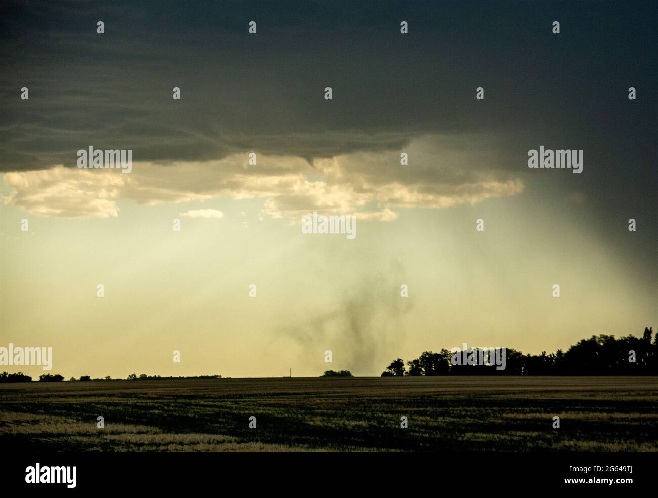 Prairie Storm Clouds in Saskatchewan Canada Rural Stock Photo