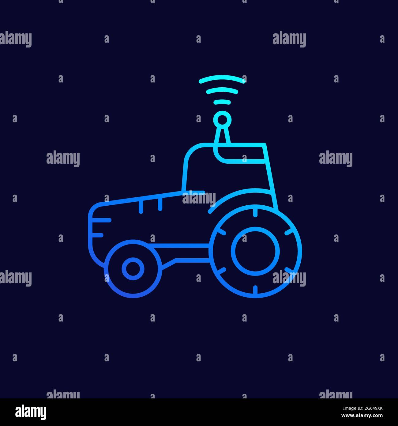 autonomous tractor or agrimotor line vector icon Stock Vector