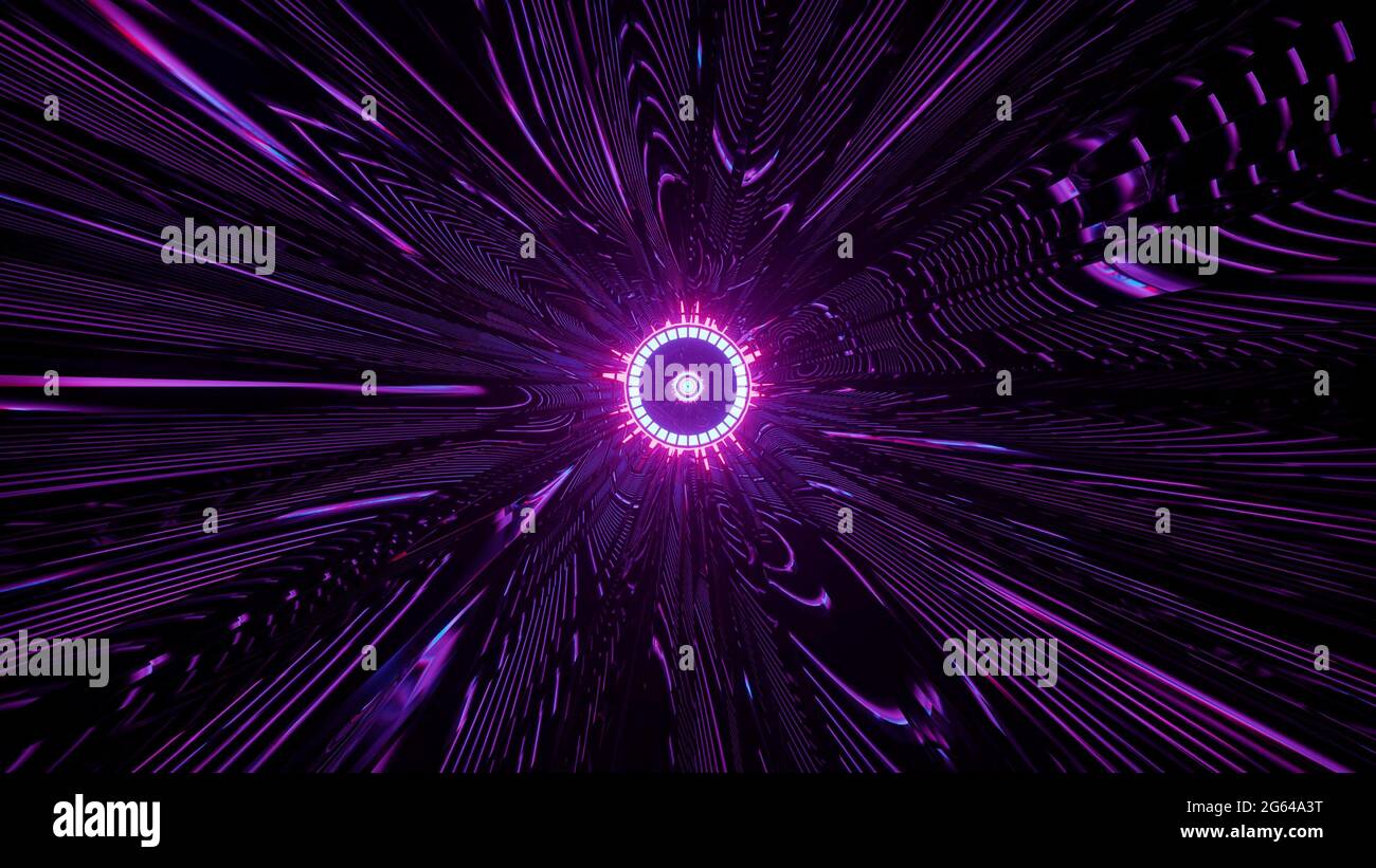 Tunnel with abstract neon ornament 4K UHD 3D illustration Stock Photo ...