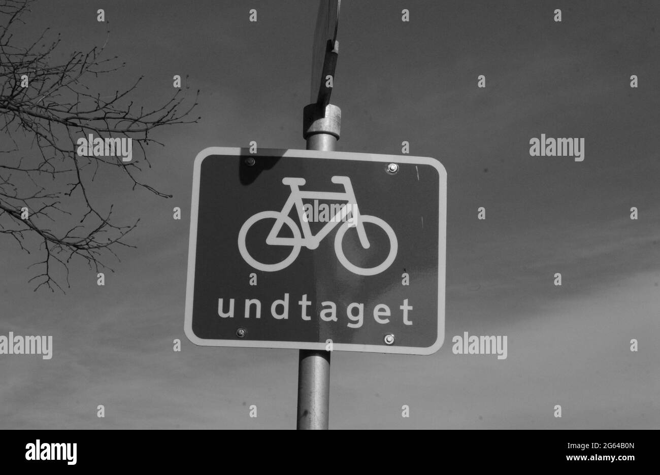 Kastrup  Copenhagen Denmark  23 .March  2017   Traffic sign bike are acception to drive in this road. (Photo. Francis Dean/Deanpictures.) Stock Photo