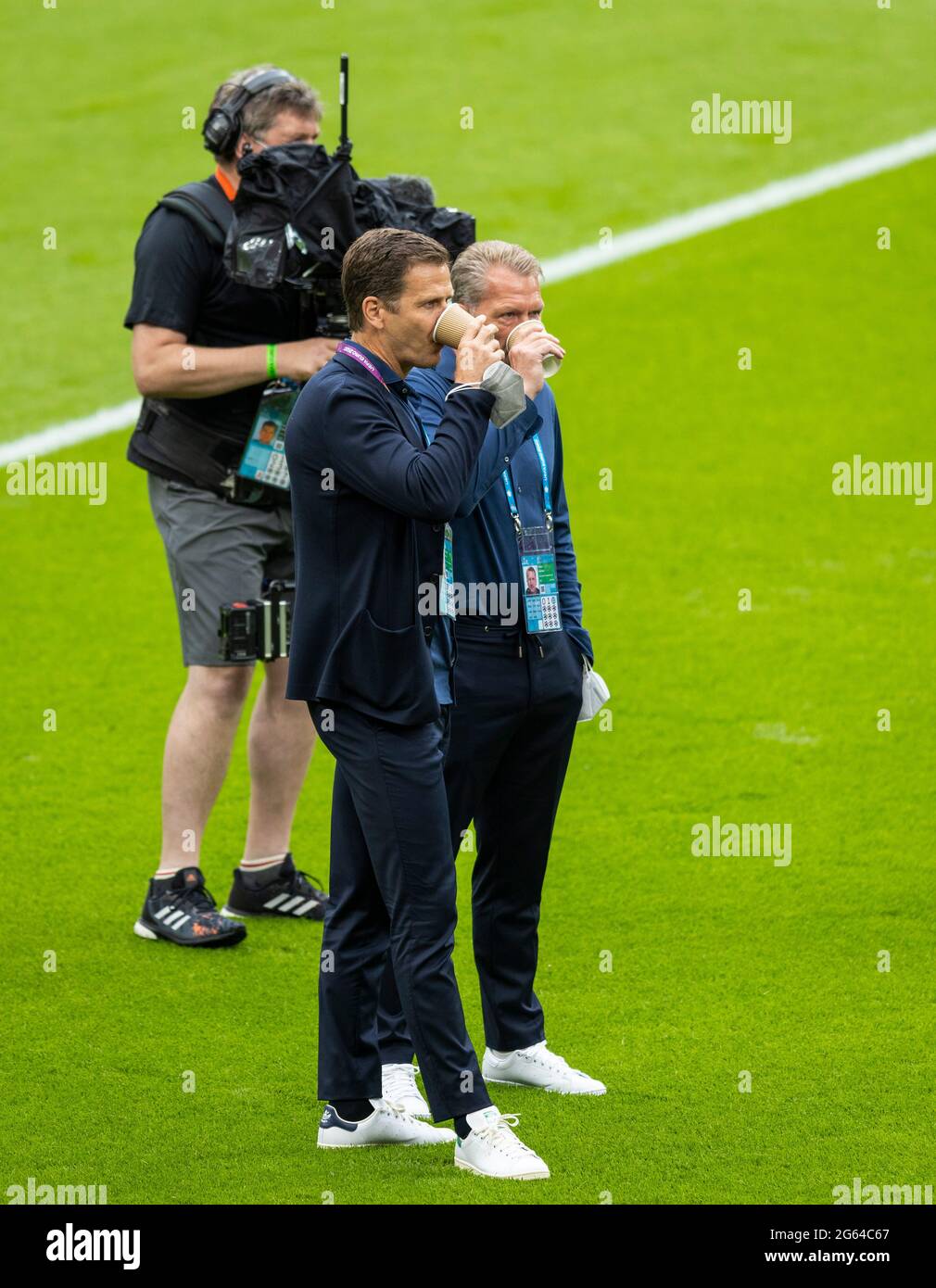Manager Oliver Bierhoff (Deutschland), Torwarttrainer Andreas Köpke (Deutschland)  England - Deutschland  London, 29.06.2021, Fussball, Saison 2020/21 Stock Photo