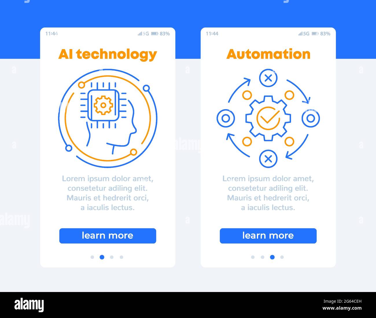 AI technology and automation banners for web Stock Vector