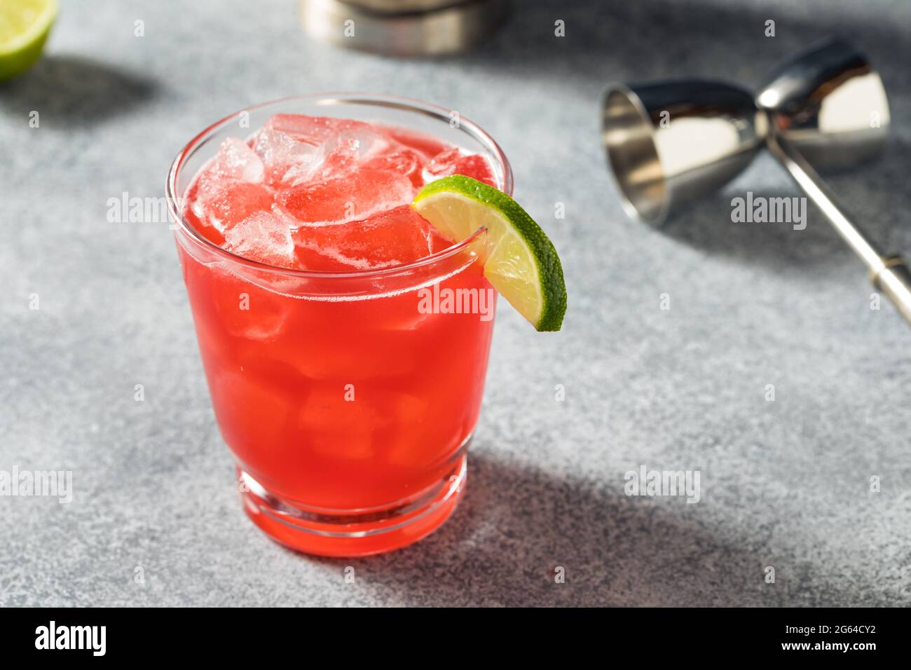 Boozy Mexican Firing Squad Tequila Cocktail with Lime and Bitters Stock Photo