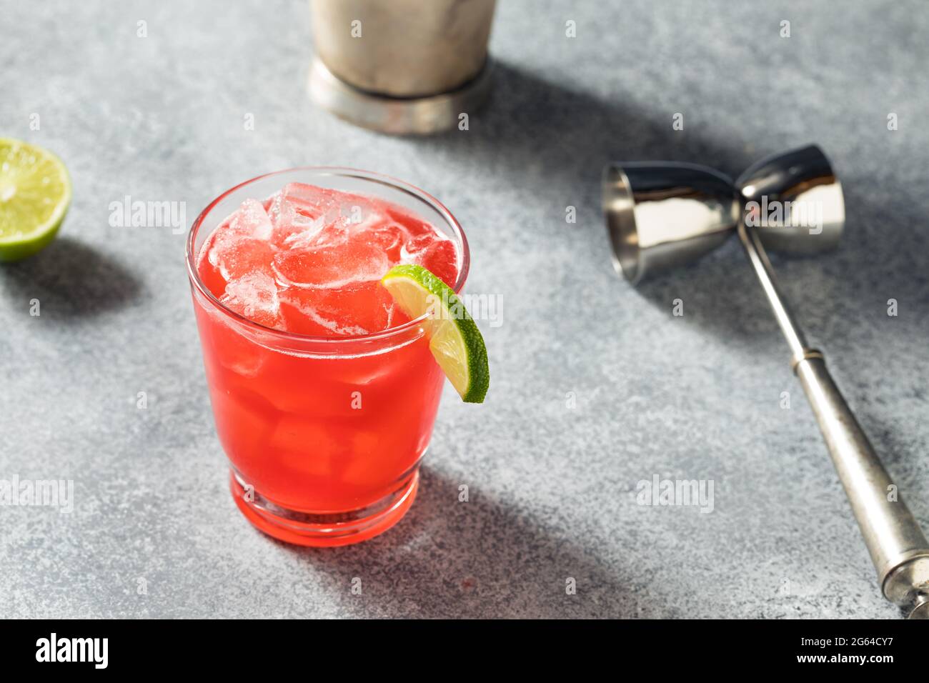 Boozy Mexican Firing Squad Tequila Cocktail with Lime and Bitters Stock Photo