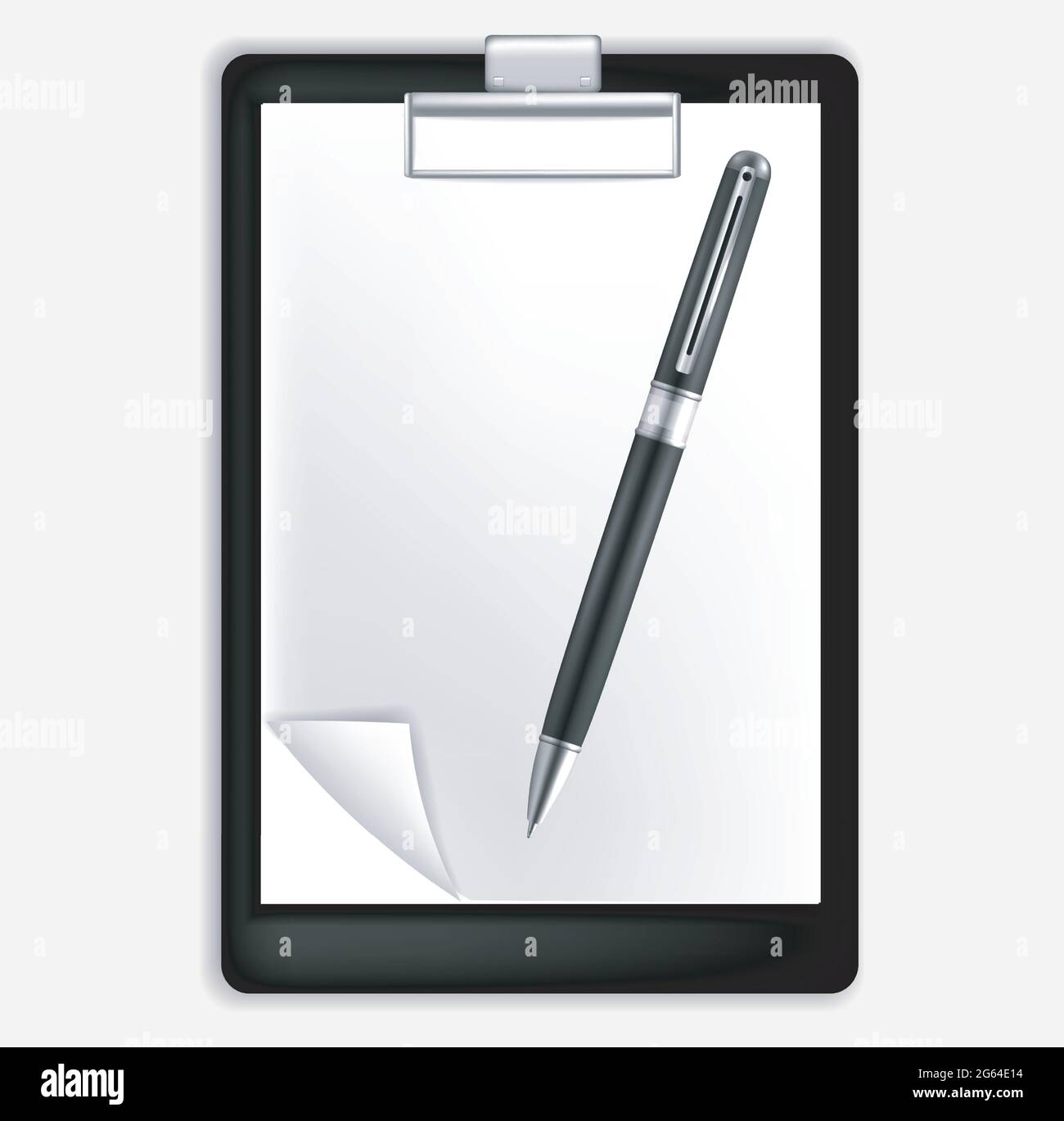 Realistic clipboard folder with blank white sheet of paper mock up and ...