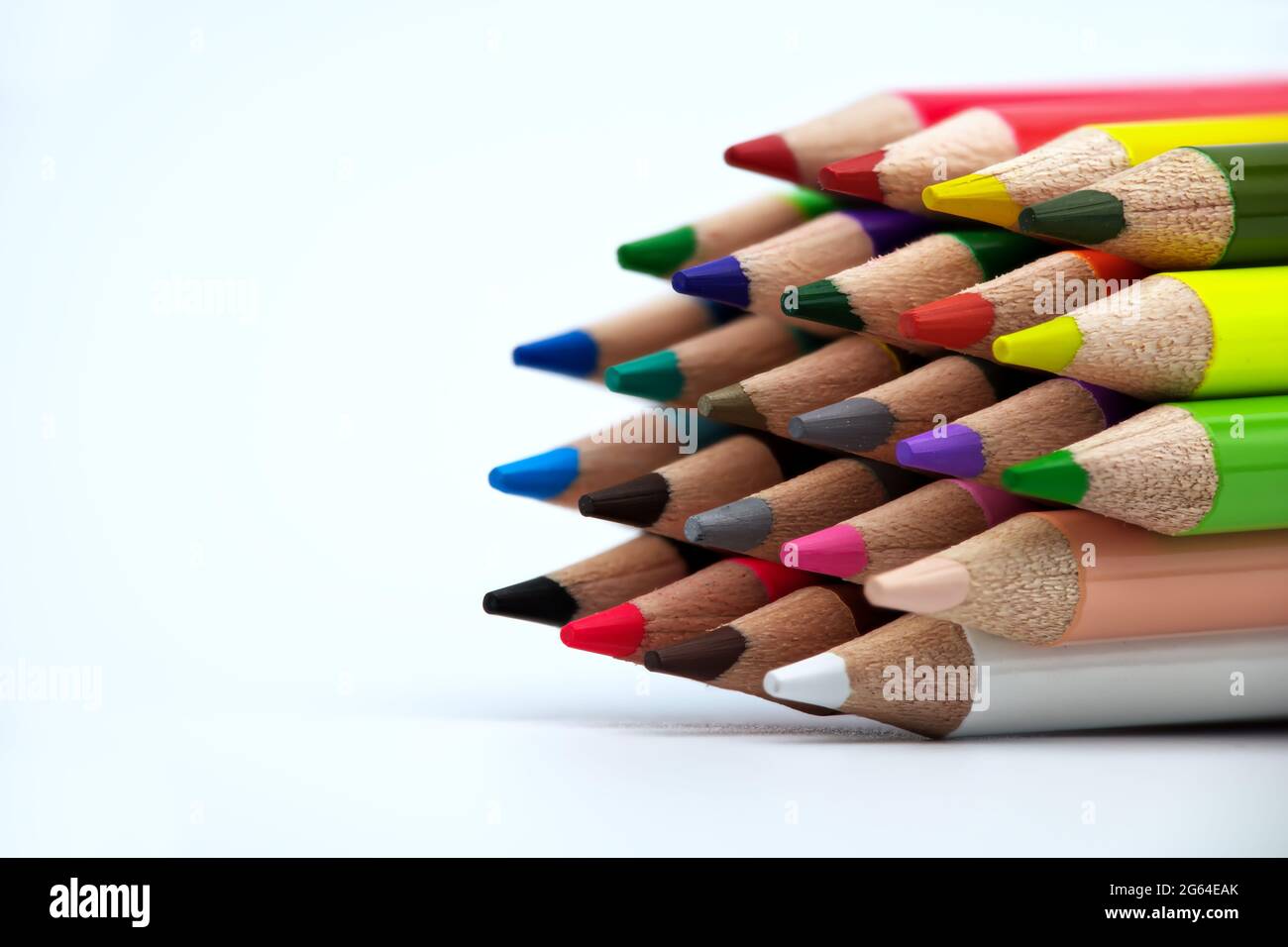 Colored crayons against a white background Stock Photo