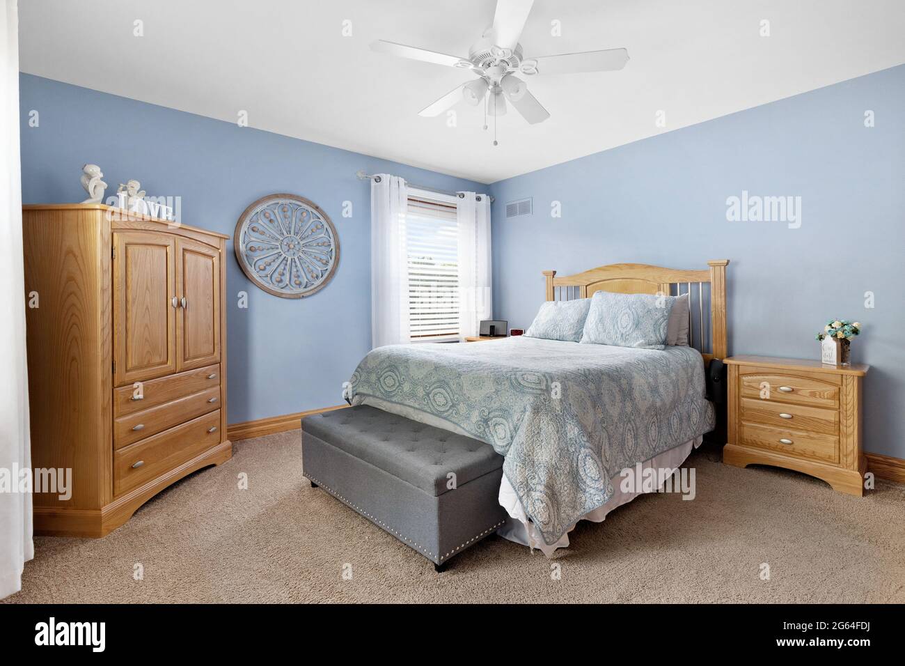 Bedroom with 2024 light blue walls