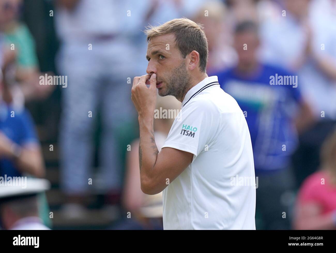 Dan Evans reacts after losing to Sebastian Korda during their gentleman ...