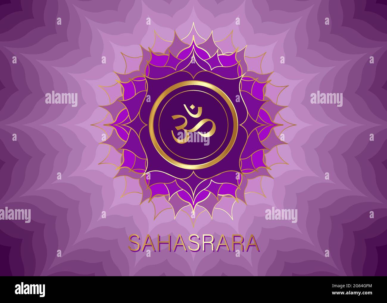 Sahasrara crown chakra design for yoga - Stock Illustration