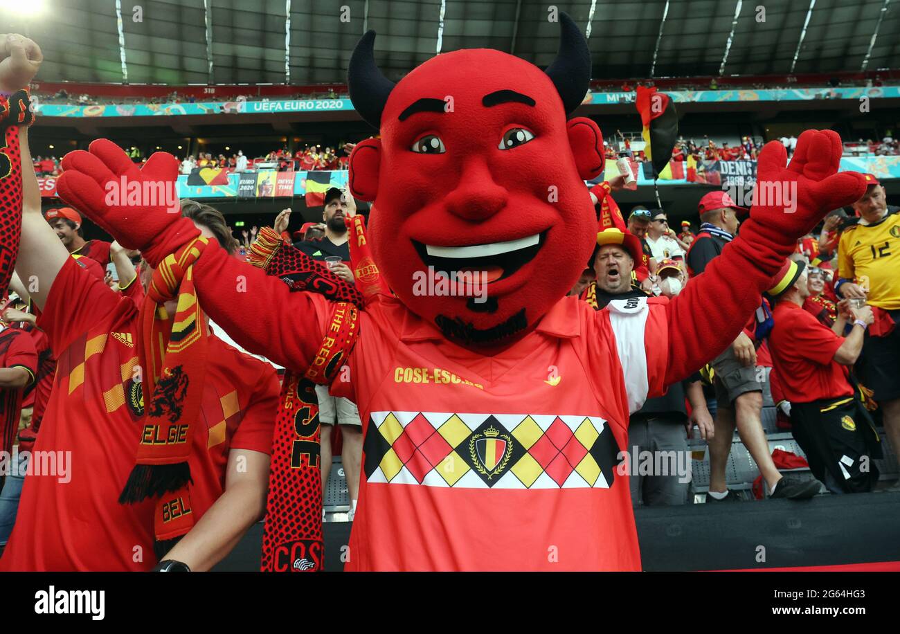 Red Devils' supporters pictured ahead of the quarter-finals game of the ...