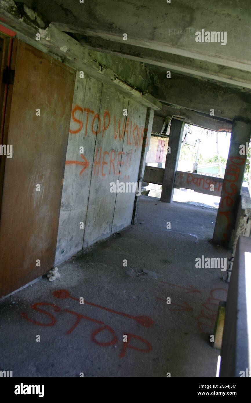 Jaluit atoll, Marshall Islands Old concrete high school condemned