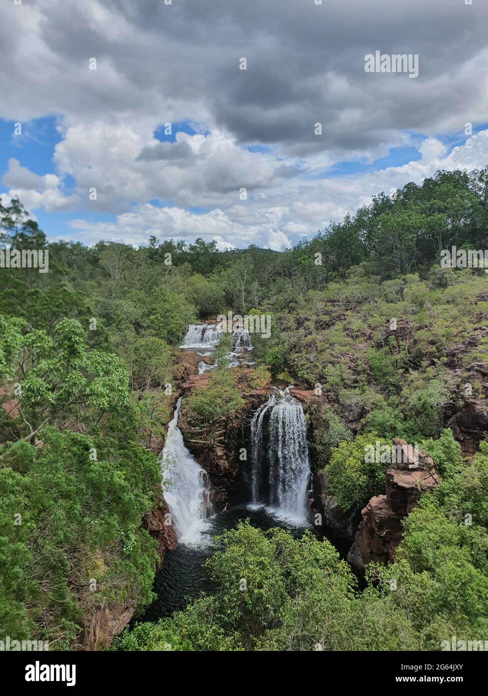 Tolmer Falls Waterfall landscape large waterfalls Litchfield National Park, Northern Territory, Australia. Stock Photo