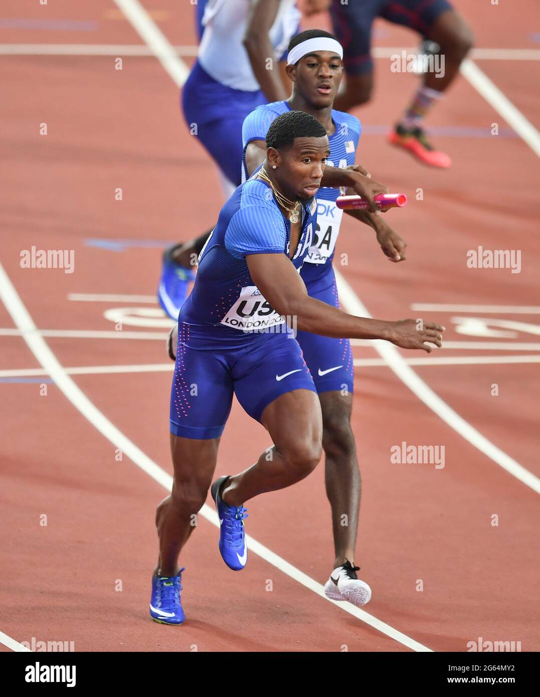 USA Team Wilbert London, Gil Roberts. 4x400 Men's relay Final, Silver