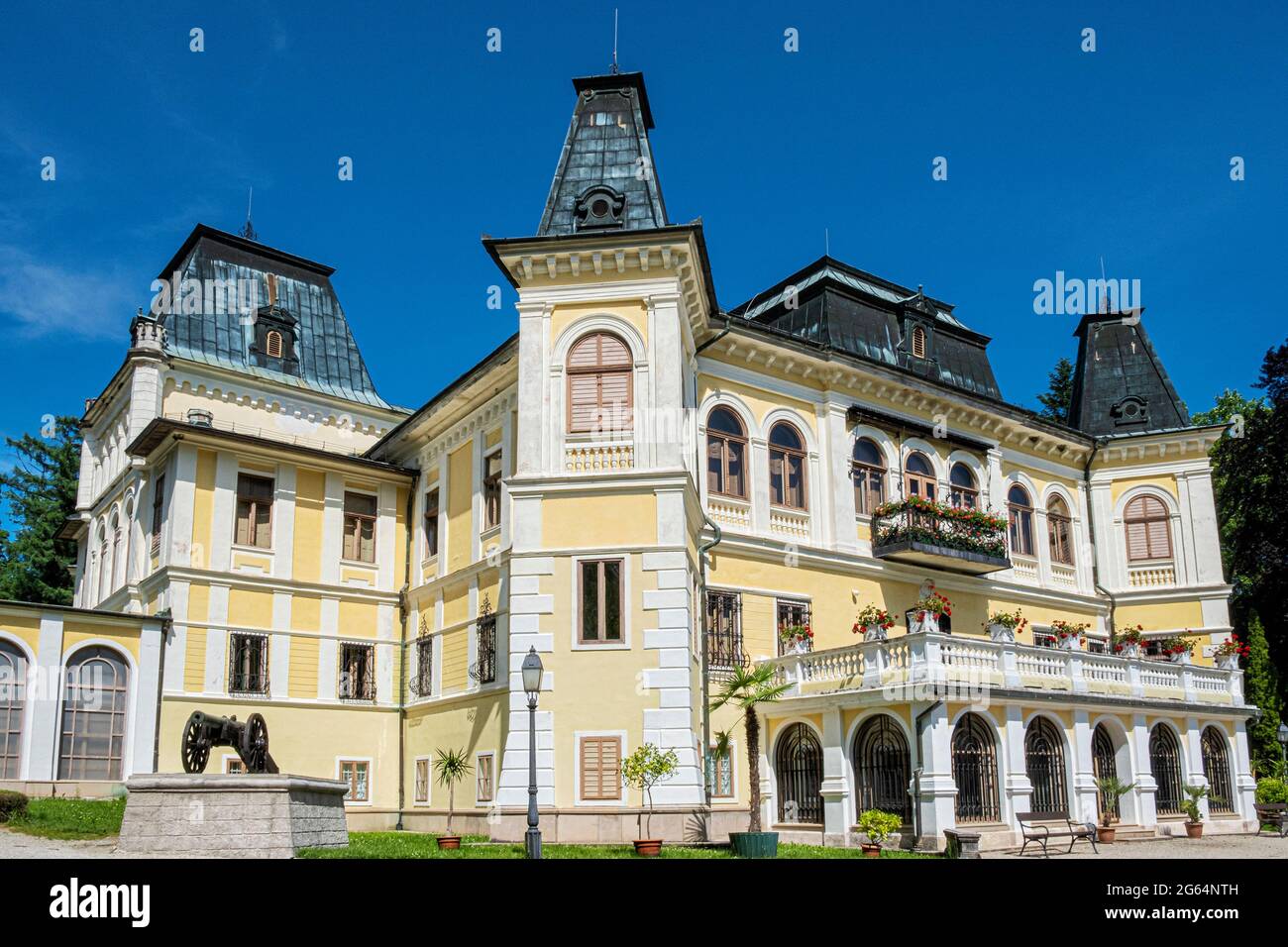 Betliar mansion building, Slovakia, travel destination. Architectural theme. Stock Photo