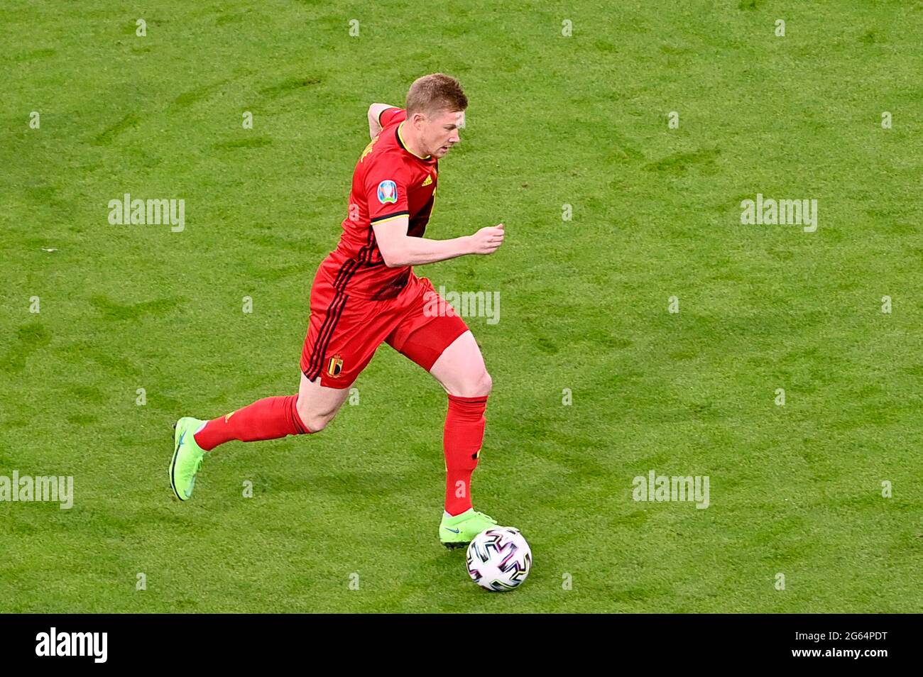 Munchen, Germany. 02nd July, 2021. Belgian midfielder Kevin De Bruyne (7) pictured during a soccer game during the quarter final Euro 2020 European Championship between the Belgian national soccer team Red Devils and Italy, called the Azzurri, on friday 2 nd of July 2021 in the Allianz Arena in Munchen, Germany . PHOTO SPORTPIX | SPP | DAVID CATRY Credit: SPP Sport Press Photo. /Alamy Live News Stock Photo