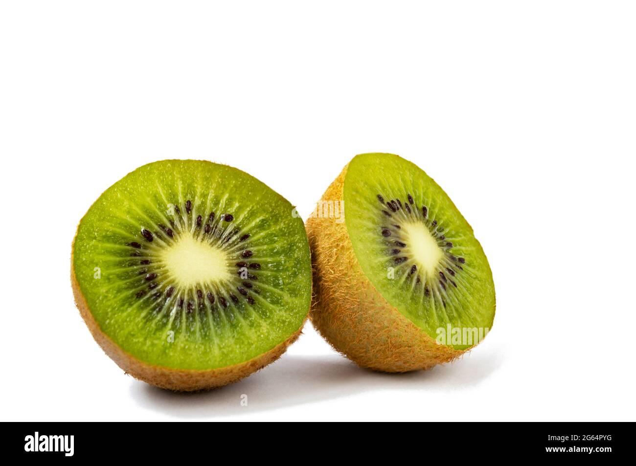 Halves of ripe kiwi on a white background isolate Stock Photo
