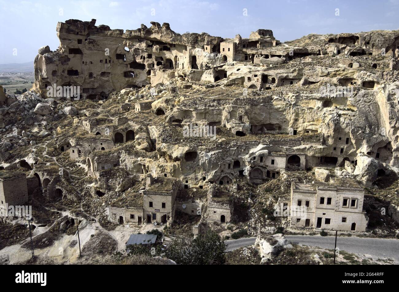 rockcut cave houses in Turkey of a ruined old greek abandoned village