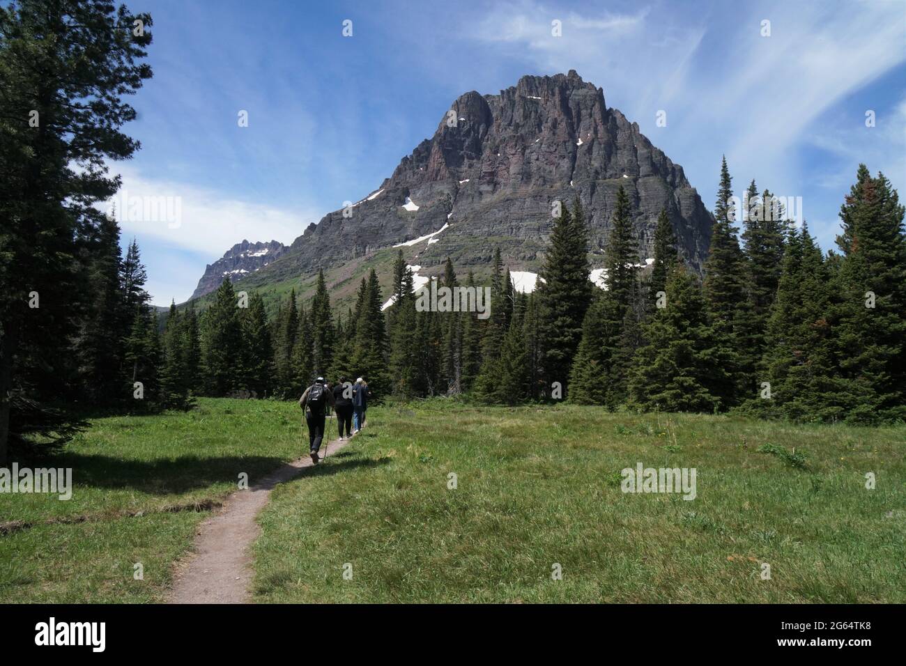 Glacier National Park in Northwest Montana is stunning in every sense of the word, offering spectacular vistas of mountains, lakes and wildlife. Stock Photo