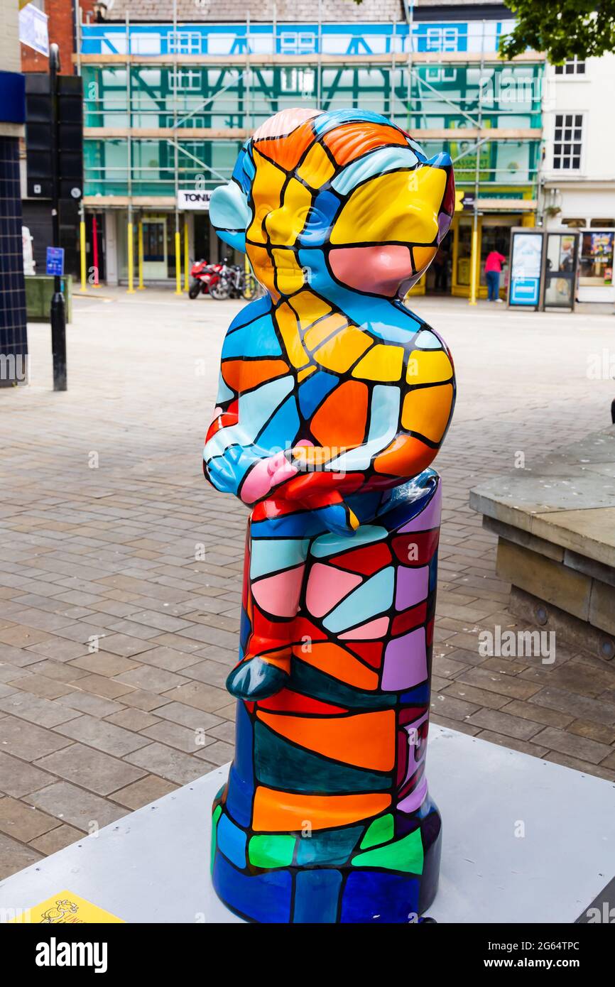 Frozen Beauty by Mr A Singh. sponsored by Lincoln Imp Trail 2021. Decorated Imps around Lincoln City. 2 July 2021. Lincolnshire, England. Stock Photo