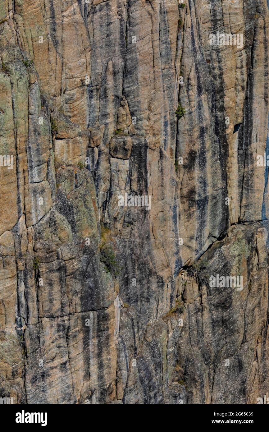 Cliffs along Sunlight Creek,viewed from interpretive site along Chief Joseph Scenic Byway, Shoshone National Forest, Wyoming, USA Stock Photo