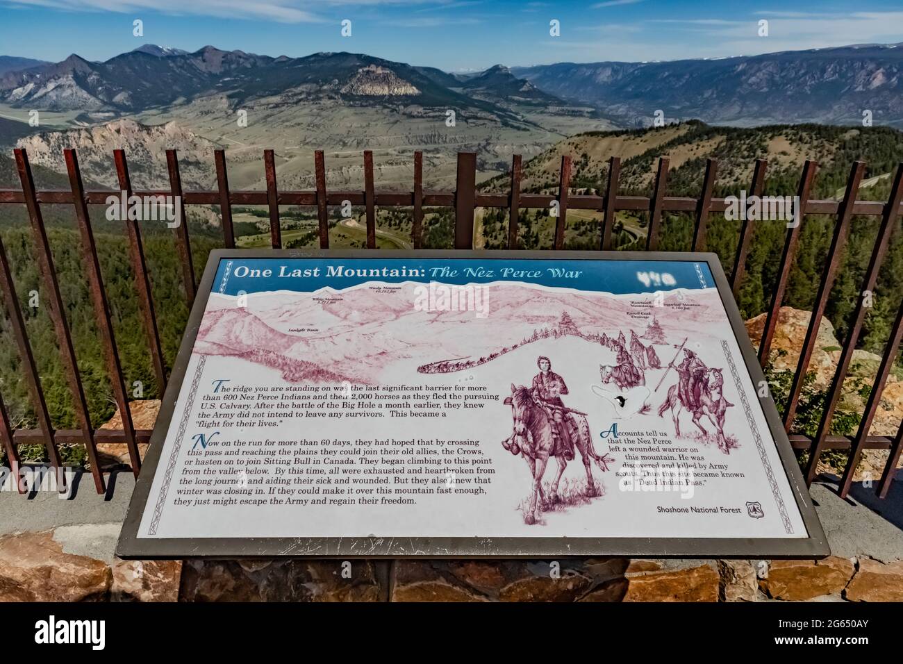 Dead Indian Pass, where Chief Joseph led his people in escaping from the U.S. Army cavalry, along Chief Josepth Scenic Byway, Shoshone National Forest Stock Photo