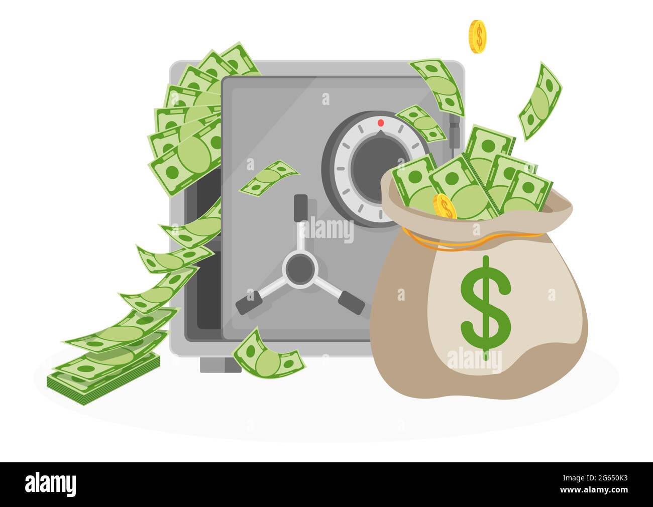Money bag and bank safe. Equipment for the safe storage Stock Vector ...