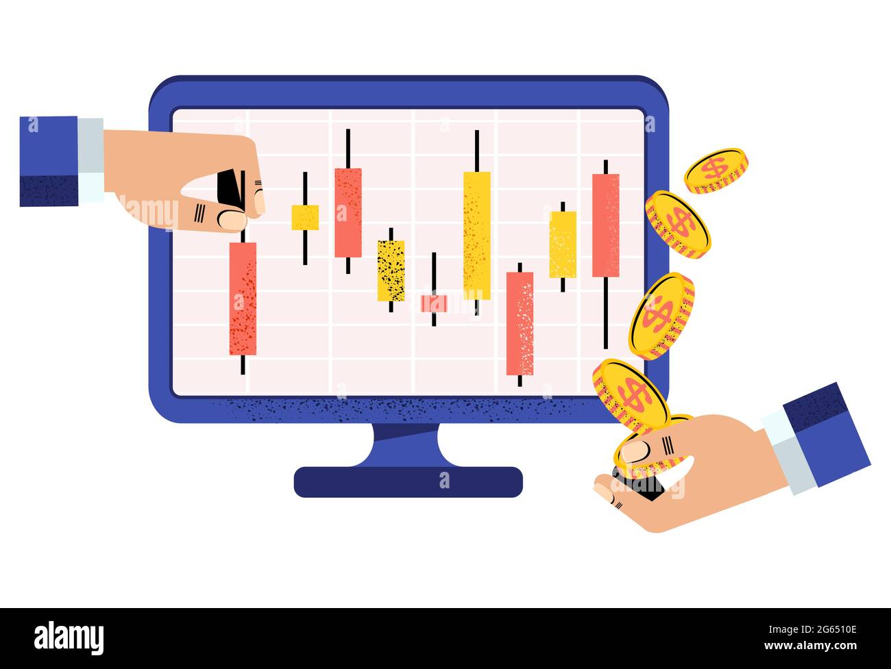 Online Stock broker. Japanese candlestick chart. Financial market. Stock Vector