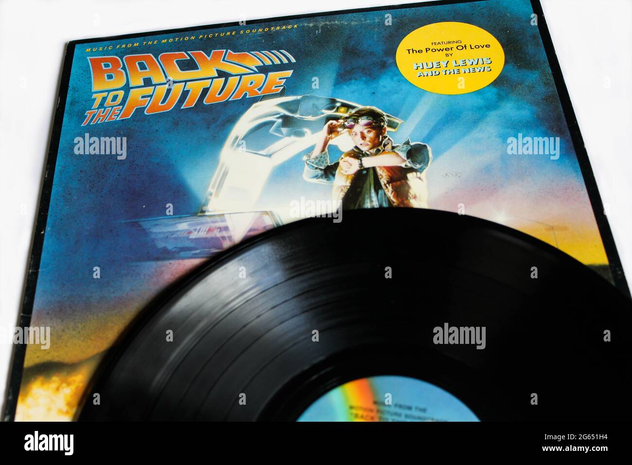Back To The Future Film Motion Picture Soundtrack LP Vinyl record album cover Stock Photo