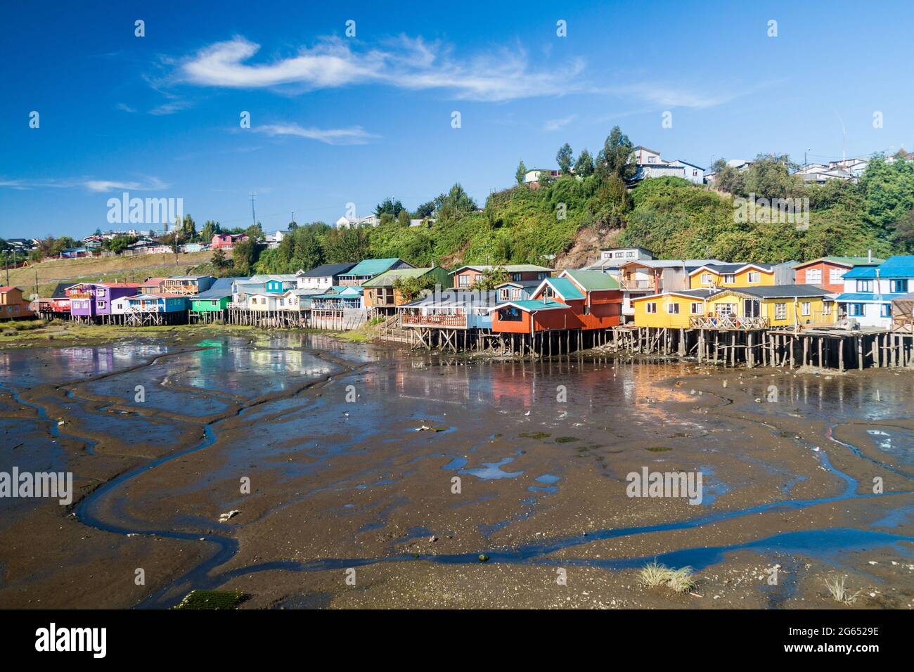 Palafitos (stilt houses) in Castro, Chiloe island, Chile Stock Photo
