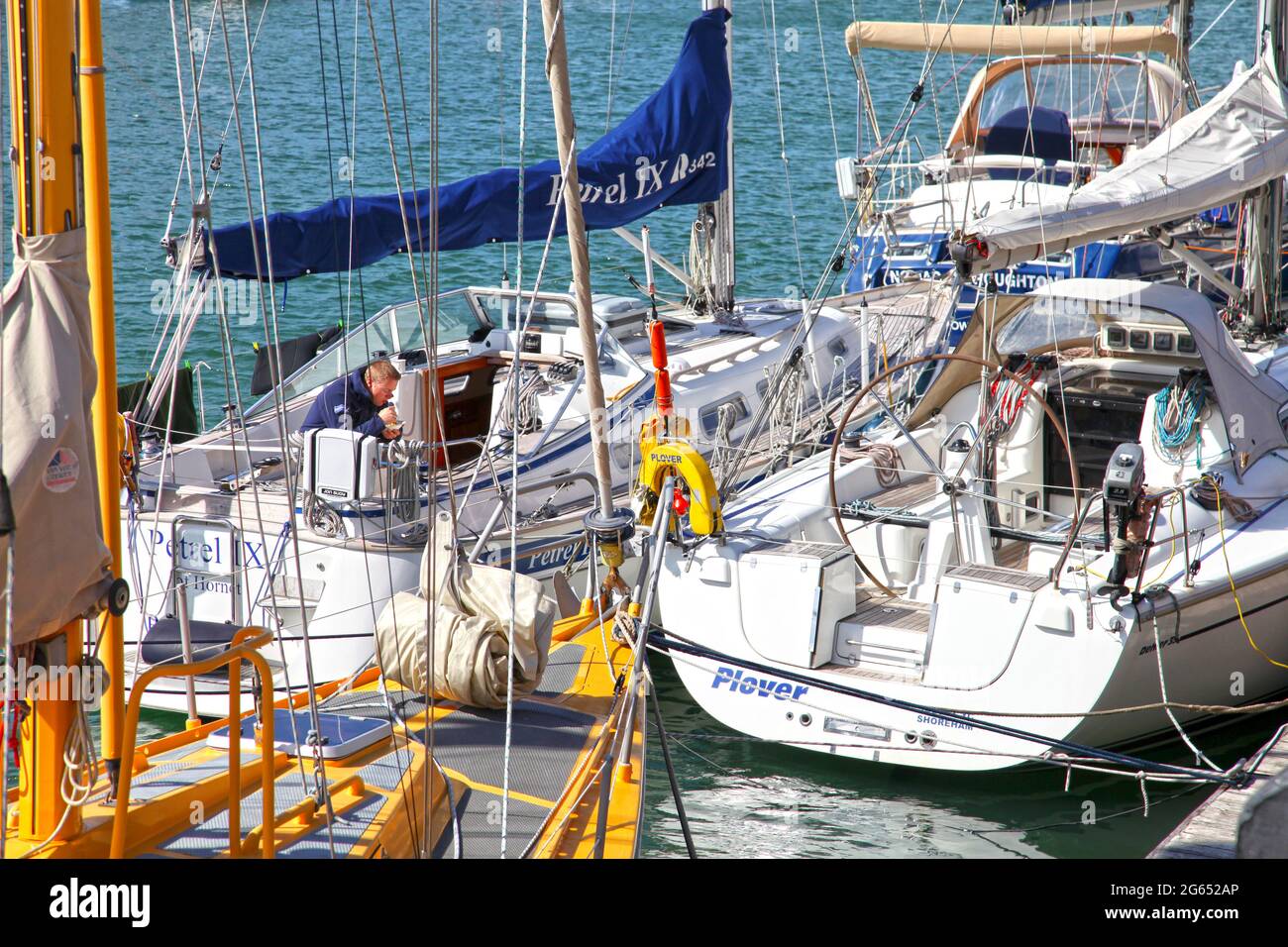 Boats on the river at Weymouth Harbour in Dorset, England. Stock Photo