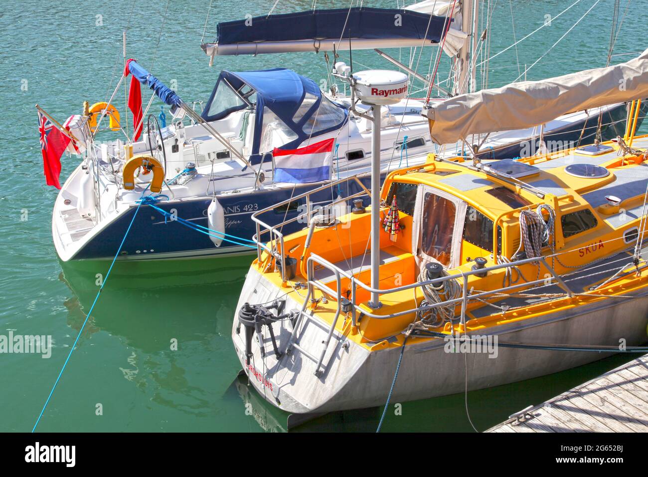 Boats on the river at Weymouth Harbour in Dorset, England. Stock Photo