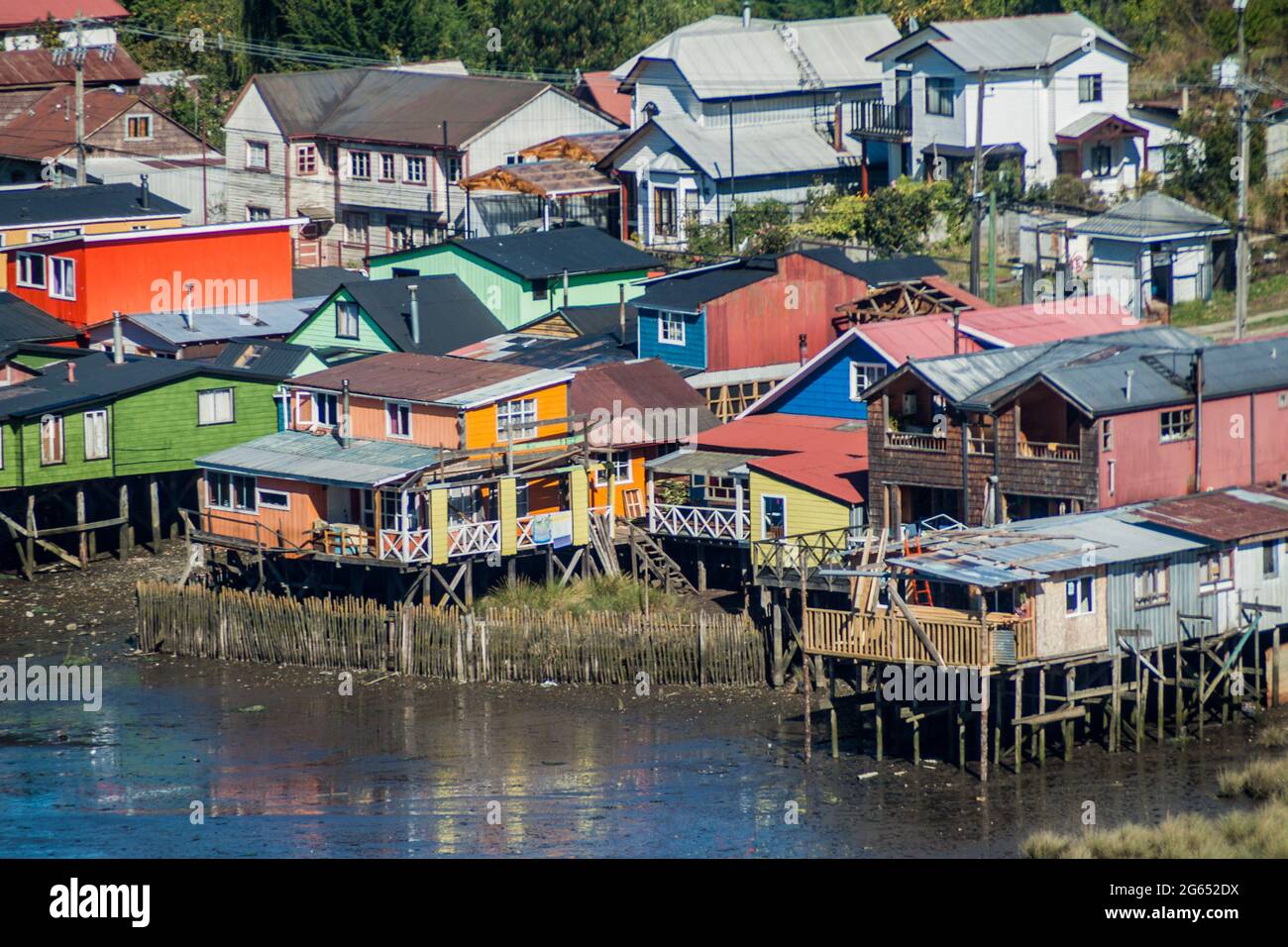 Palafitos (stilt houses) in Castro, Chiloe island, Chile Stock Photo