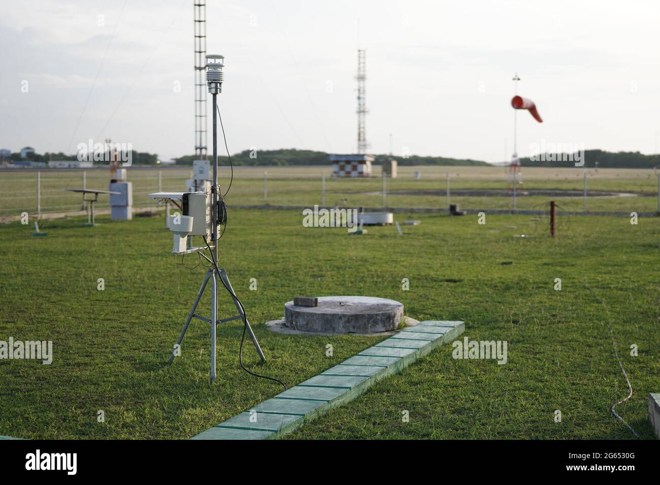 a portable automatic weather station is located in the large