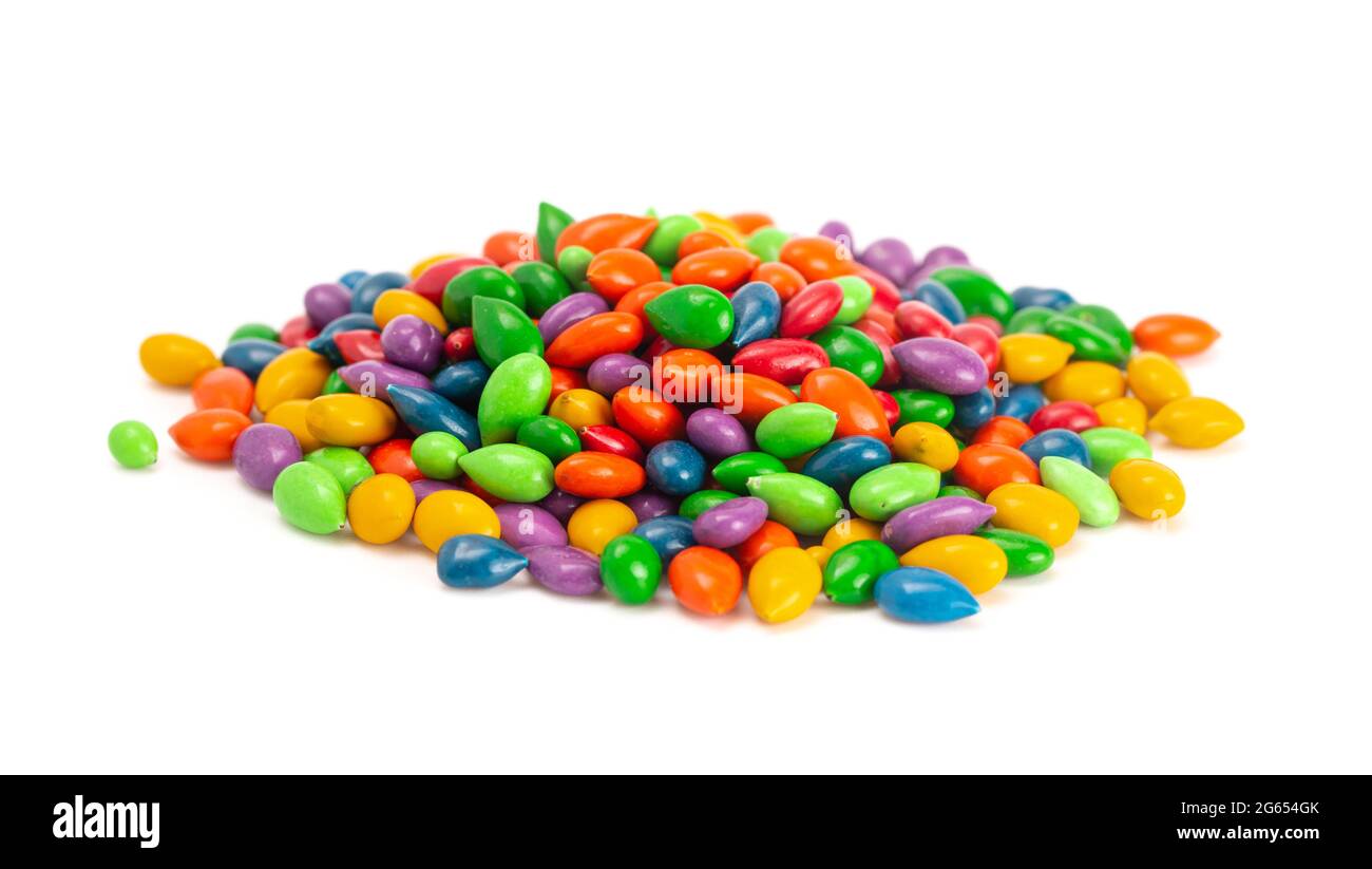 Chocolate Covered Sunflower Seeds with Rainbow Candy Shells Stock Photo